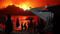 مشاهده لحظه سوختن یونان از روی عرشه کشتی + فیلم 