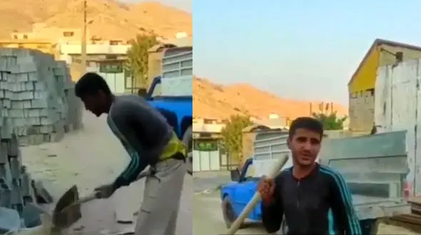 غوغای فیلم خوانندگی این کارگر گچسارانی هنگام بنایی! 