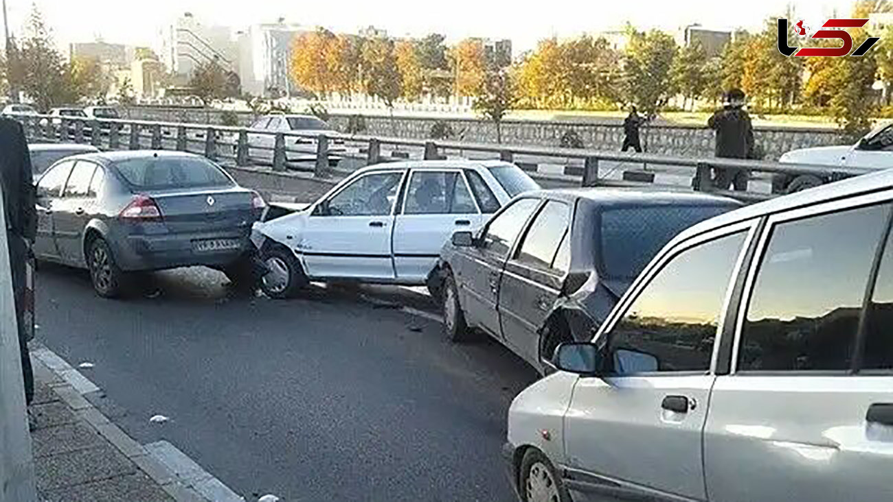 تصادف زنجیره ای هولناک 6 خودروی ایرانی/ همه زنده ماندند!