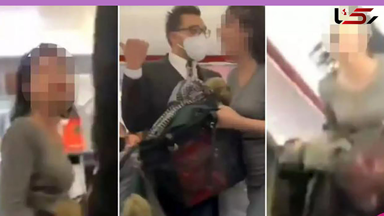 سرفه خانم مسافر بدون ماسک به صورت مسافران هواپیما / او بازداشت شد + عکس