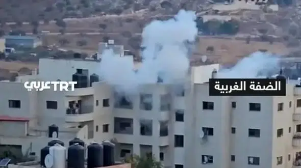 ویدیویی از لحظه انفجار آپارتمان مسکونی در طوباس توسط حمله اسرائیل