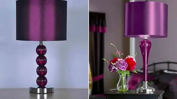 فضای دلنشین اتاق خواب با چراغ خواب بنفش شیک و خاص