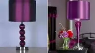 فضای دلنشین اتاق خواب با چراغ خواب بنفش شیک و خاص