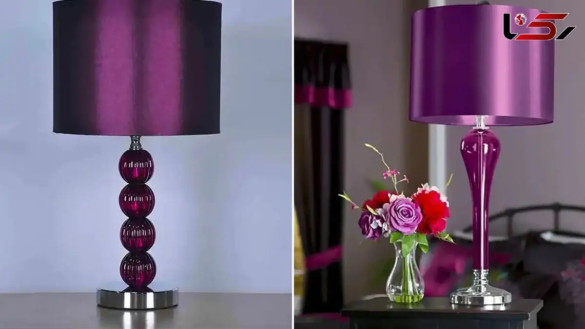 فضای دلنشین اتاق خواب با چراغ خواب بنفش شیک و خاص
