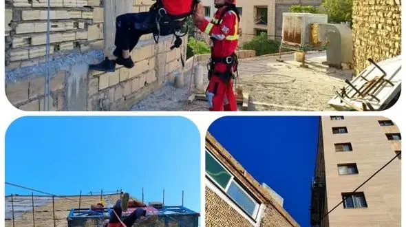 نجات کارگر ساختمانی از ساختمان ده طبقه!/ آتش نشانان وارد عمل شدند!