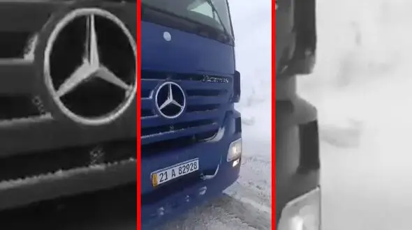فیلم زمین گیر شدن کامیون های ترانزیتی در سردشت