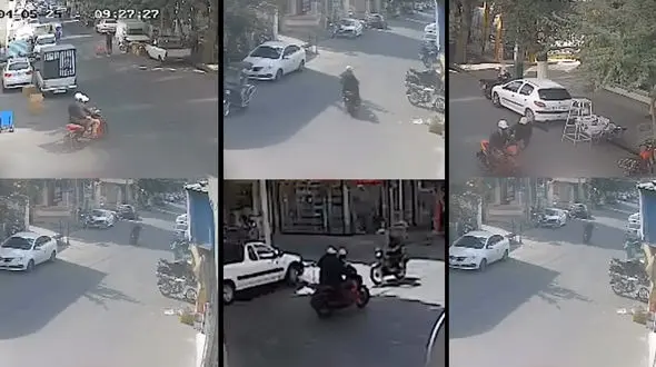 فیلم لحظه موبایل قاپی چند ثانیه ای در میدان شوش