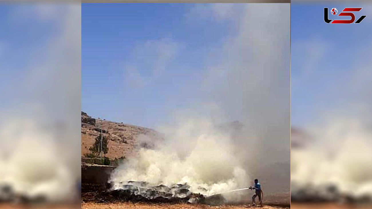 آتش دست از مزارع خوزستان نمی کشد/ پراید طمعه زبانه های آتش شد