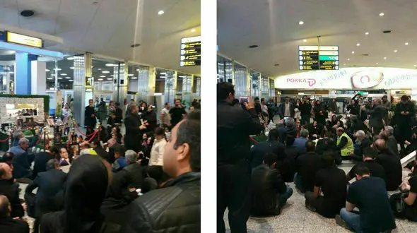 عکس / خانواده جان باختگان‌ حادثه هوایی تهران-یاسوج در کنار سفره‌هفت سین فرودگاه مهرآباد 