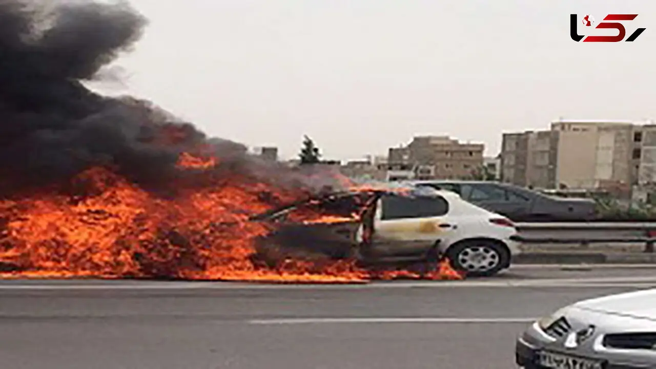پژو 206 در آتش سوخت
