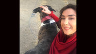هانیه توسلی در کنار حیوان خانگی جدیدش