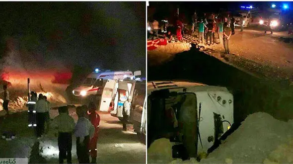 فوری / سقوط وحشتناک مینی‌بوس با ۱۶ سرنشین به دره در گچساران