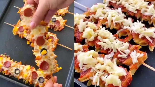 طرز تهیه پاستای پیتزایی + فیلم