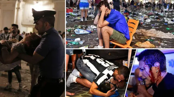 گزارش تصویری از حوادث بعد از شایعه انفجار در محل تجمع هواداران یوونتوس پس از فینال لیگ قهرمانان +فیلم