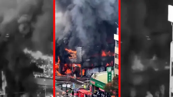 فیلم آتش سوزی گسترده فروشگاه مبلمان در تایوان