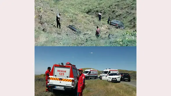 نجات فرد گرفتار در خودرو از عمق دره ای در طرقبه