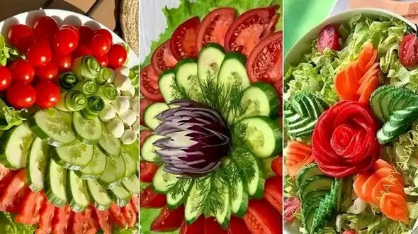 چیدمان سالاد کاهو برای مجالس شیک؛ تزئین سالاد به صورت حرفه‌ ای