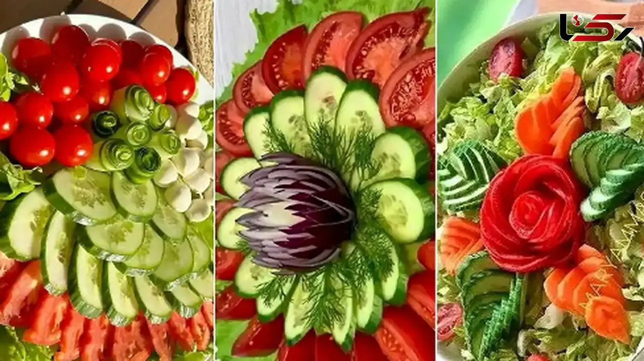 چیدمان سالاد کاهو برای مجالس شیک؛ تزئین سالاد به صورت حرفه‌ ای