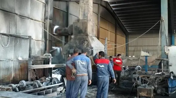 حادثه آتش سوزی در شرکت پویش لوله خوزستان + عکس