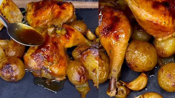 طرز تهیه مرغ برشته با مخلفات + فیلم