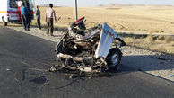 عکس هولناک از تصادف 3 خودرو در جاده همدان / از پراید له و دونیم شد