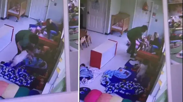 برخورد خشونت آمیز مربی زن جوان مهدکودک با دو کودک نوپا+ فیلم و عکس