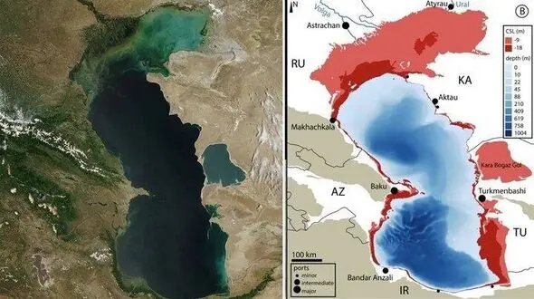 طی ۱۸ سال سطح آب دریای کاسپین حدود ۳۶هزار کیلومترمربع کاهش یافت/ شمال ایران در خطر گرد و غبار و خشکی