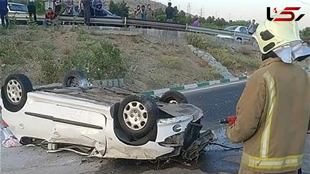 یک کشته در پژو 206 چپ شده در همدان + عکس