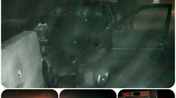 تصادف وحشتناک پژو با نیوجرسی بتونی در محور سقز-دیواندره + عکس