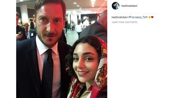 سلفی بازیگر زن ایرانی با فرانچسکو توتی!+ عکس