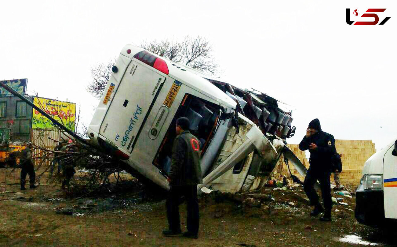 فیلم حادثه واژگونی اتوبوس راهیان نور در همدان + عکس