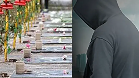 عکس / چرا این بازیگر مشهور با چهره پوشیده به مزار شهدا بهشت زهرا می رود؟