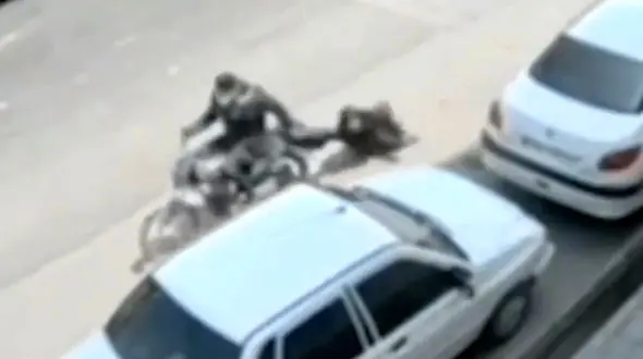 فیلم لحظه هولناک کیف قاپی از جوان در بلوار جانباز مشهد / زن جوان را روی زمین کشید