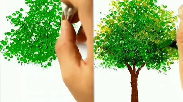 با گوش پاک کن درخت بهاری بکشید + فیلم