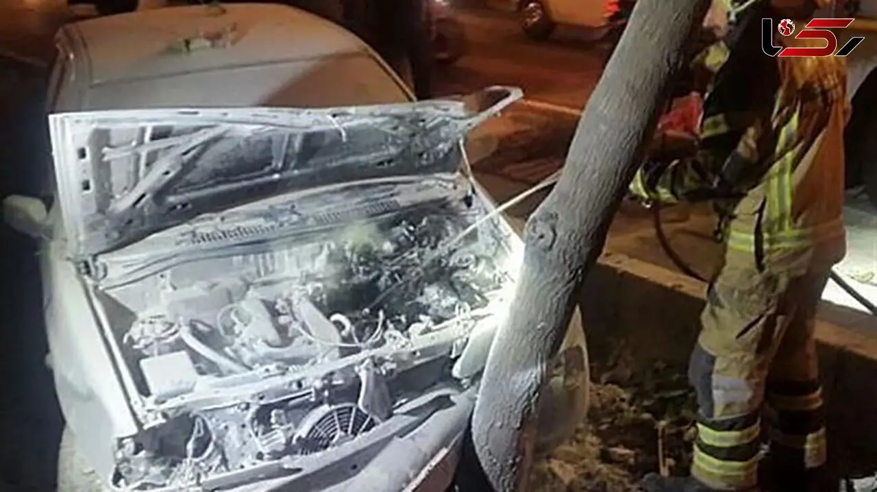 برخورد پراید با درخت در اهواز / راننده در پراید محبوس شد