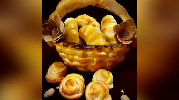 نان به شکل سبد + خمیر جادویی