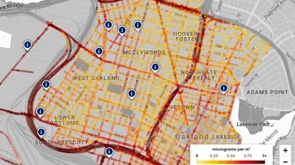 نقشه آلودگی هوای خیابان توسط گوگل 