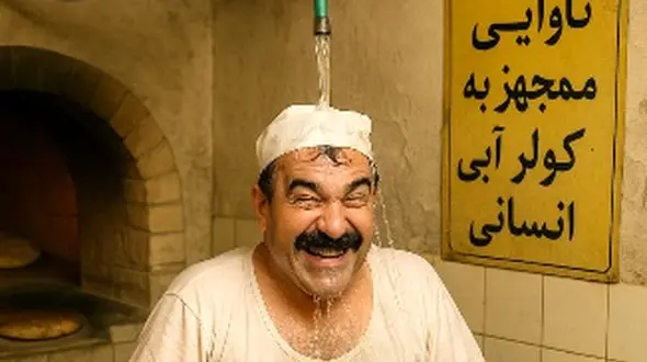 خلاقیت خنده‌دار و  تحسین برانگیز شاطر اهوازی برای فرار از گرمای 51 درجه حماسه ساز شد/ تنها راه تو این گرما همینه و بس!