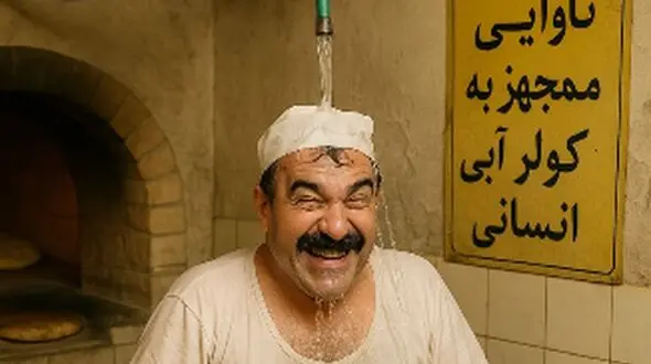 خلاقیت خنده‌دار و  تحسین برانگیز شاطر اهوازی برای فرار از گرمای 51 درجه حماسه ساز شد/ تنها راه تو این گرما همینه و بس!