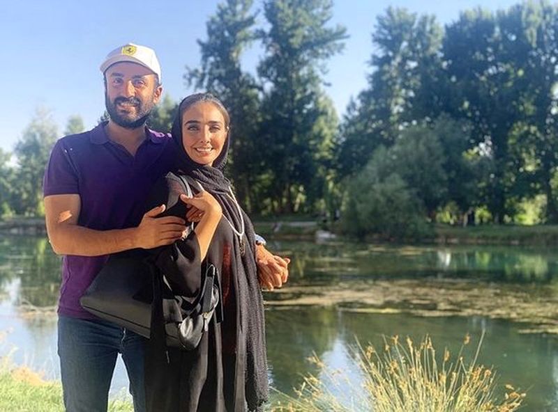  دریا مرادی دشت و همسرش لب برکه + عکس 
