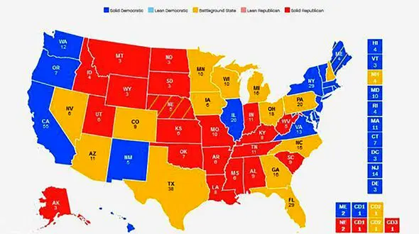 پیش‌بینی سی‌ان‌ان درباره رقابت بایدن و ترامپ / ۲۱۰ رای سرنوشت ساز