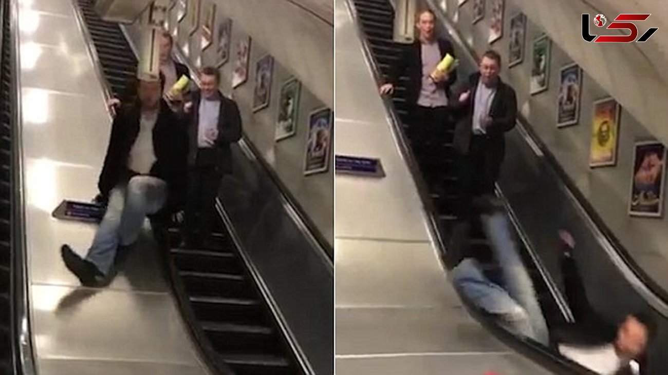 سقوط وحشتناک از پله برقی مترو + فیلم و عکس