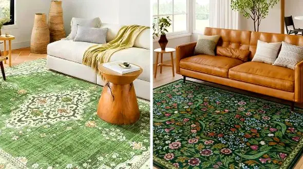 15 مدل فرش سبز مدرن برای خلق خانه‌ ای لوکس و متفاوت