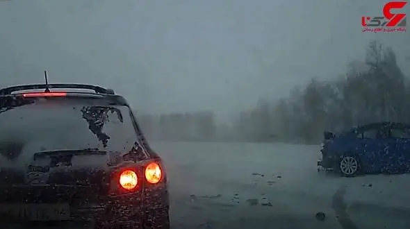 فیلم دیده نشده از تصادف زنجیره ای دیشب + فیلم