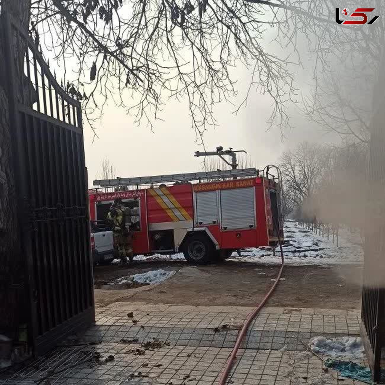 آتش در خانه باغ ویلایی داخل باغی در جاده فارسیان قزوین 