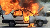 مهار آتش‌سوزی خودروی سواری در شهرکرد