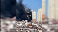 ببینید / اولین تصاویر از آتش‌سوزی مهیب در قلب استانبول