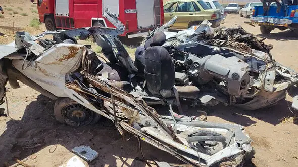 تصادف مرگبار  پراید با تریلی در جاده سبزوار