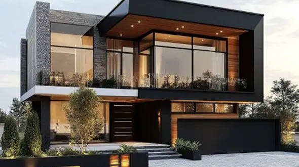 راز جذابیت ویلاهای لاکچری با طراحی نمای مشکی