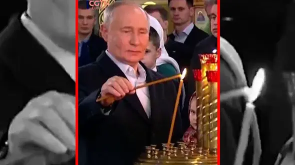 فیلم حضور رسمی پوتین در کلیسای حومه مسکو